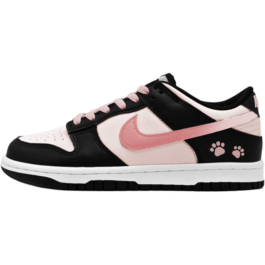 Nike Nike Dunk Sweetie Cat Paw Leather Slip Resistant Cushioning Low top Skateboard Shoes Black Pink Kids'