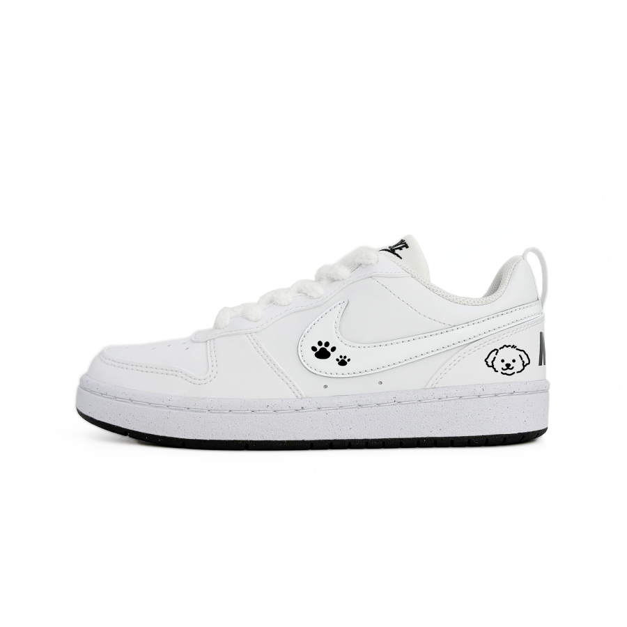Nike Nike Court Borough Cute Puppy Abrasion Resistant Kids' Skateboarding Shoes White Teenagers