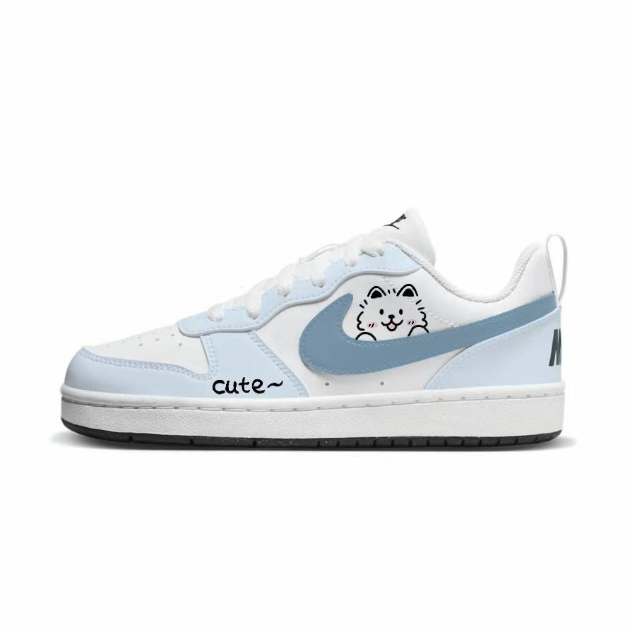 Nike Nike Court Borough Synthetic Leather Slip Resistant Low top Skateboard Shoes Blue Kids'