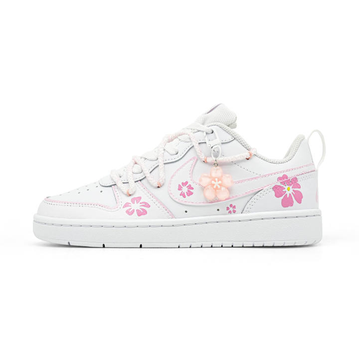 Nike Nike Court Borough Dream Workshop Cherry Blossom Stroll Leather Cushioning Abrasion Resistant Slip Resistant Low top