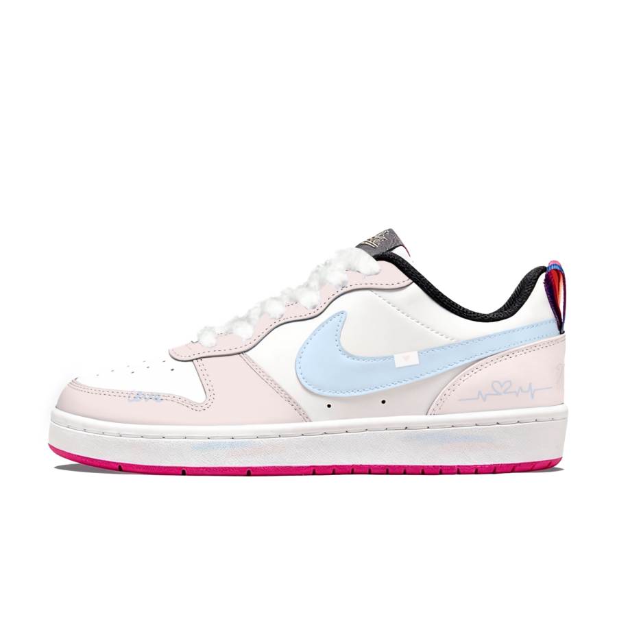 Nike Nike Court Borough Synthetic Leather Abrasion Resistant Slip Resistant Low top Skateboard Shoes Pink Blue Teenagers