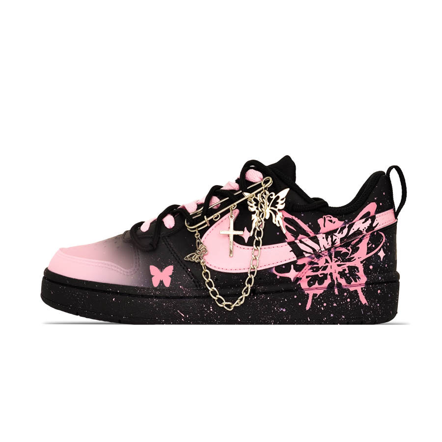 Nike Nike Court Borough Dancing Butterfly Leather Slip Resistant Cushioning Abrasion Resistant Skateboard Shoes Kids'