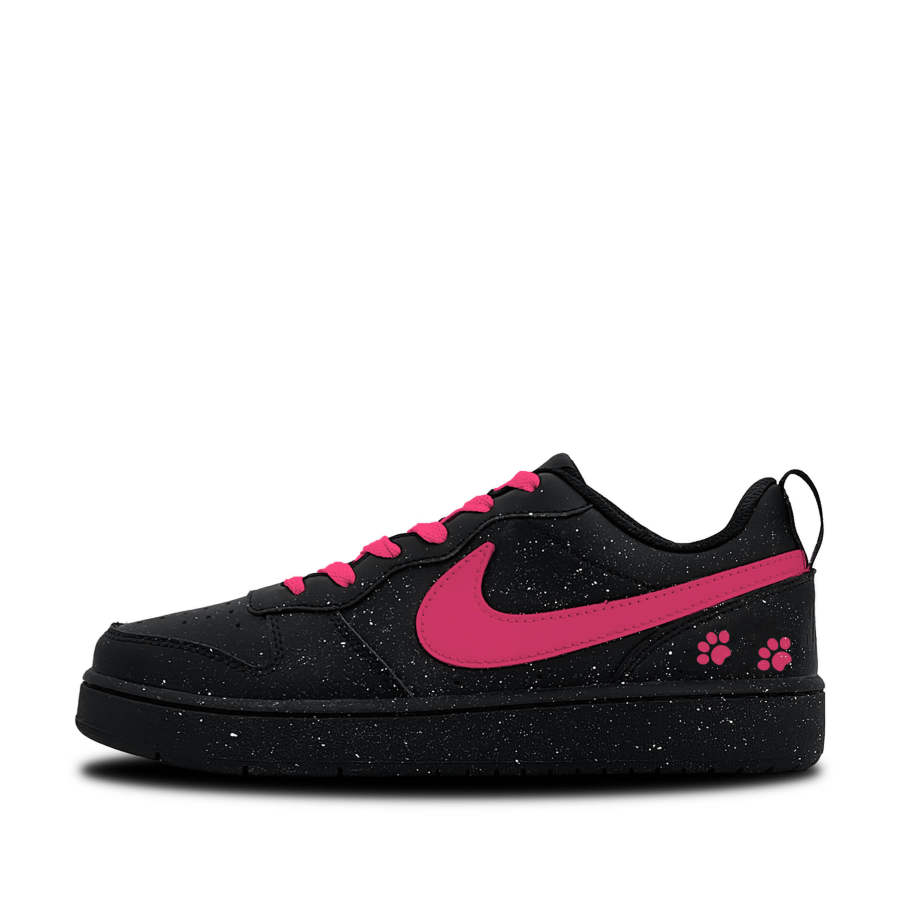 Nike Nike Court Borough Pink Paw Star Meow Synthetic Leather Slip Resistant Low top Kids' Skateboarding Shoes Red Black