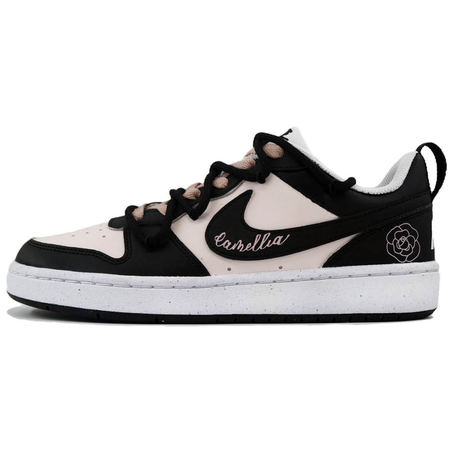 Nike Nike Court Borough Camellia Shi E 2.0 Slip Resistant Abrasion Resistant Low top Skateboard Shoes Black Pink Kids'