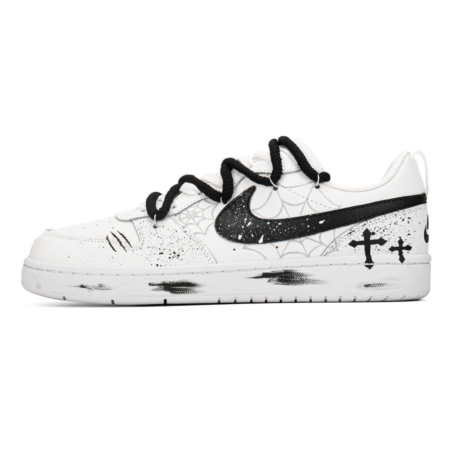 Nike Nike Court Borough Sacred Scar Tear Leather Slip Resistant Abrasion Resistant Low top Kids' Skateboarding Shoes White