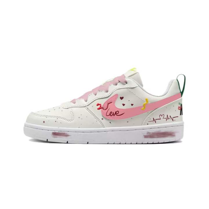 Nike Nike Court Borough Slip Resistant Low top Skateboard Shoes Pink White Kids'