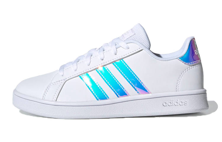 Adidas Neo GRAND COURT K Leather Breathable Low top Skateboard Shoes White Blue Kids'