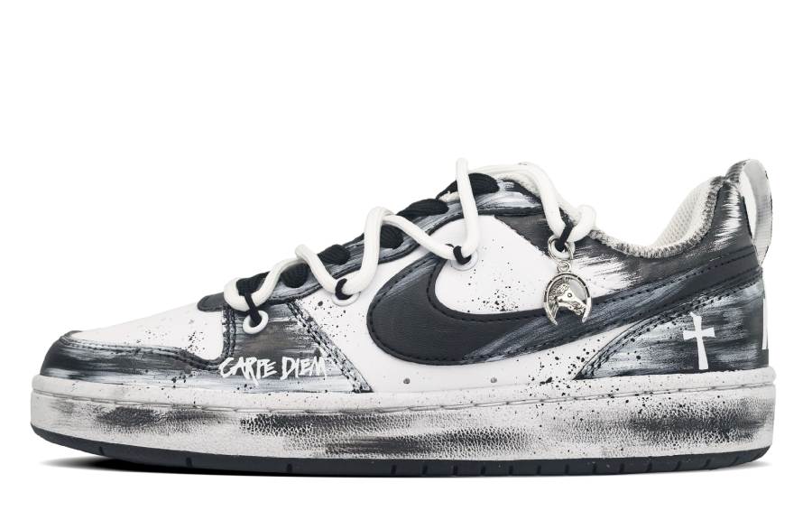 Nike Nike Court Borough LOW RECRAFT Slip Resistant Abrasion Resistant Low top Kids' Skateboarding Shoes Black Unisex
