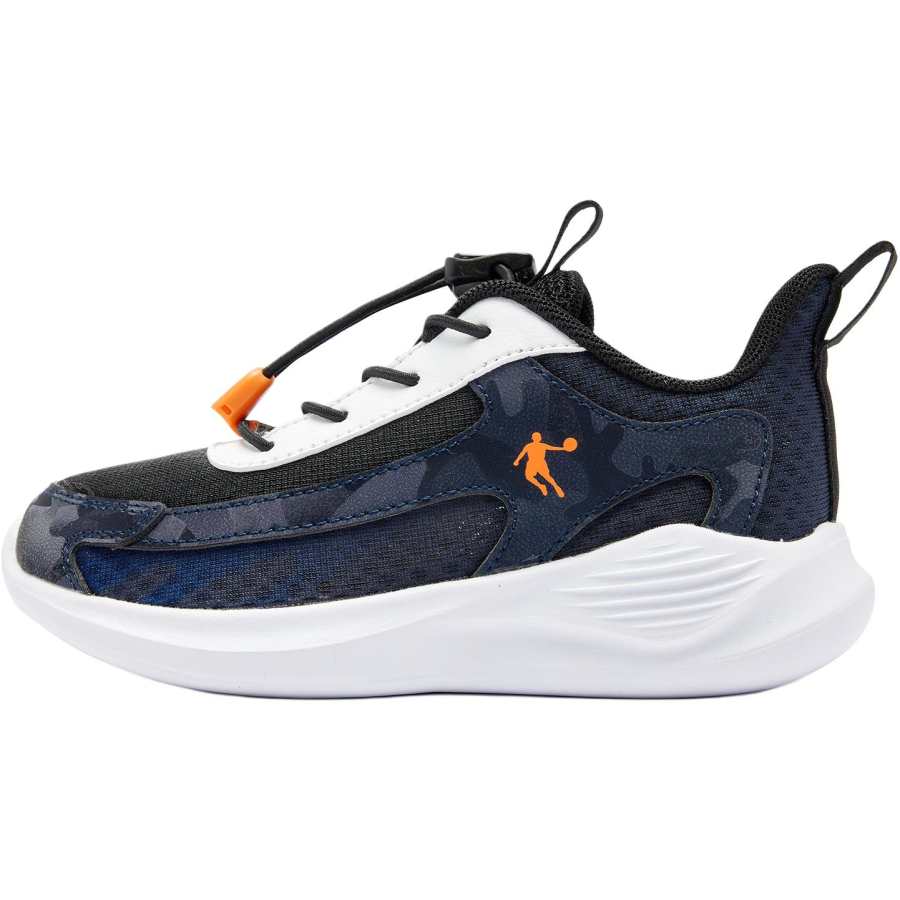 QIAODAN Comfortable And Lightweight Slip Resistant Cushioning Low top Kids' Running Shoes Black White