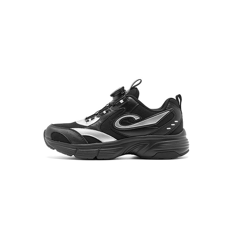 QIAODAN Synthetic Leather, Textile Breathable And Slip Resistant Low top Casual Shoes Black Kids'
