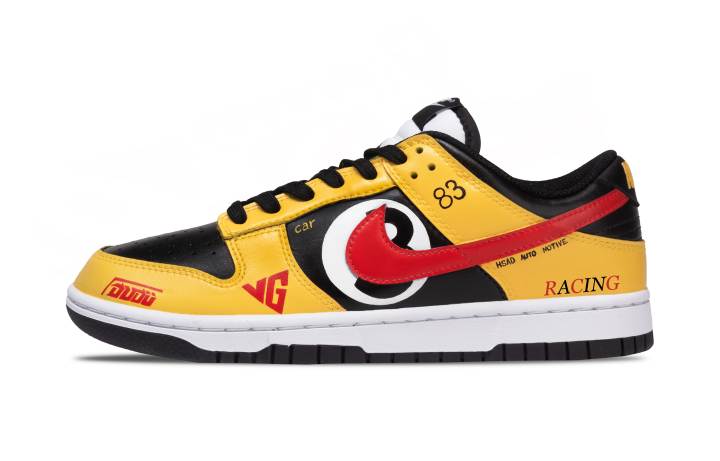 Nike Nike Dunk Graffiti Racing Leather Low top Kids' Skateboarding Shoes Yellow Teenagers