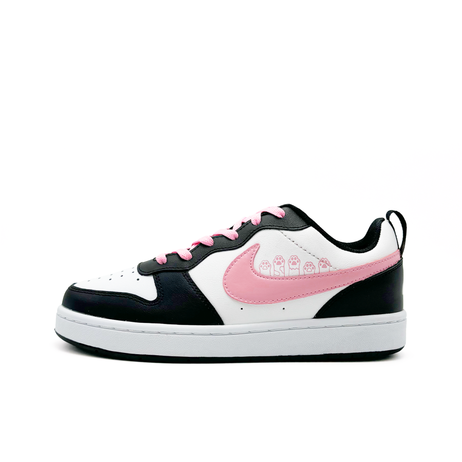 Nike Nike Court Borough Low 2 Sweet Pink Meow Leather Low top Kids' Skateboarding Shoes Black Pink Kids'