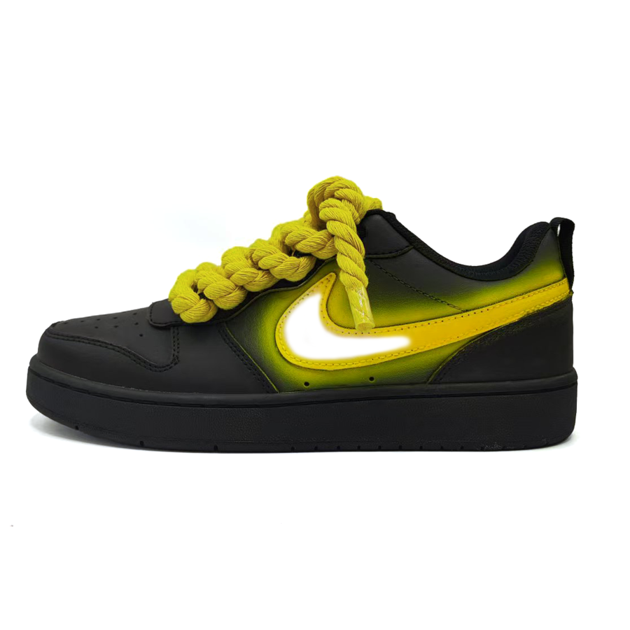 Nike Nike Court Borough 2 Leather Slip Resistant Lightweight Cushioning Low top Kids' Skateboarding Shoes Yellow Teenagers