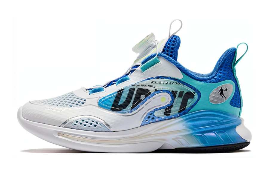 QIAODAN Synthetic Leather Fashion Slip Resistant Cushioning Low top Running Shoes White Day Horse Blue Unisex