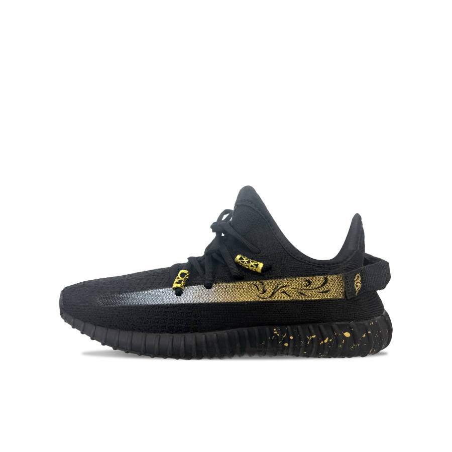 Adidas Originals Yeezy Boost 350 V2 Low top Casual Shoes Unisex Black Gold Silver
