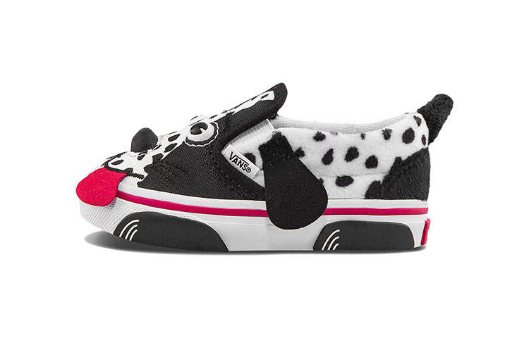 Vans Puppy Pattern Casual Low top Skateboard Shoes Black White Infant And Toddler