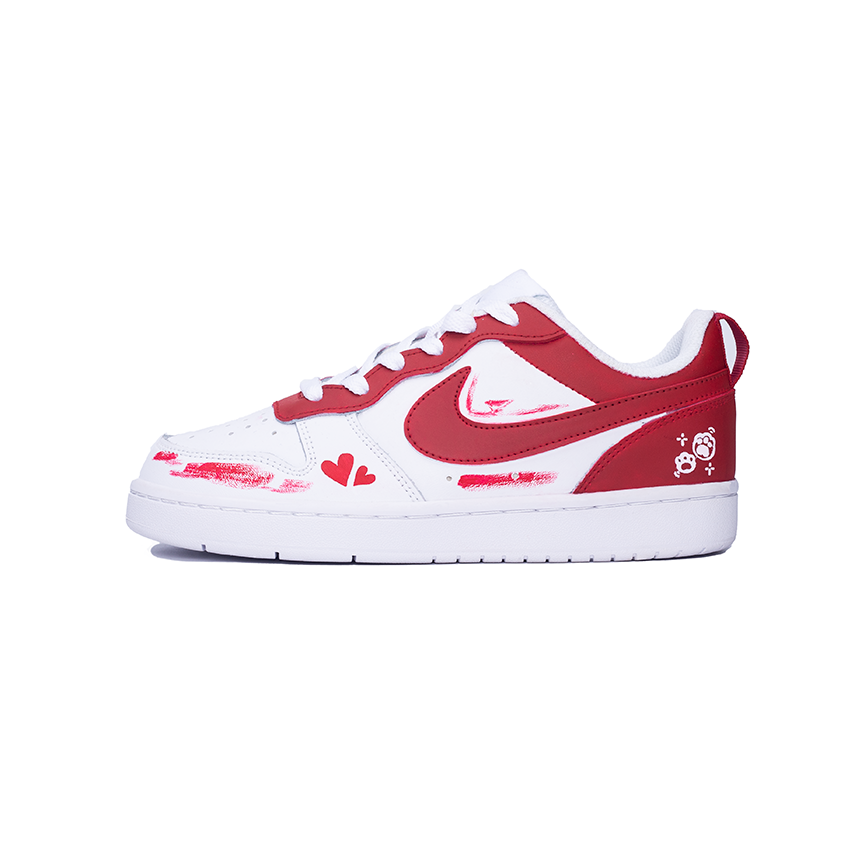 Nike Nike Court Borough Leather Anti Kick And Abrasion Resistant Low top Kids' Skateboarding Shoes Red Teenagers