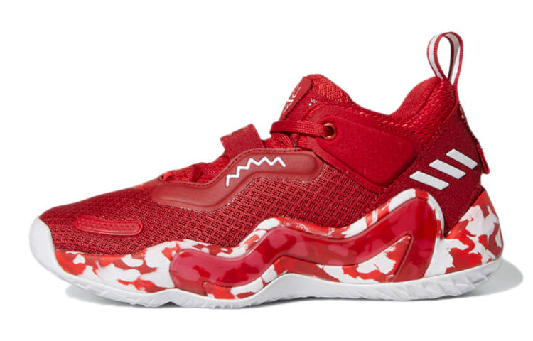Adidas Adidas D.O.N. Issue #3 J Wear resistant And Lightweight Mid top Performance Basketball Shoes Red White Teenagers