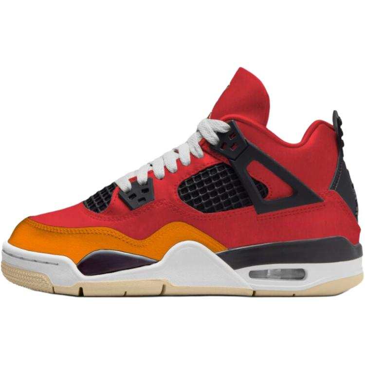 Jordan Jordan Air Jordan 4 Slip Resistant Abrasion Resistant Mid top Children's Basketball Shoes Fire Red Kids'