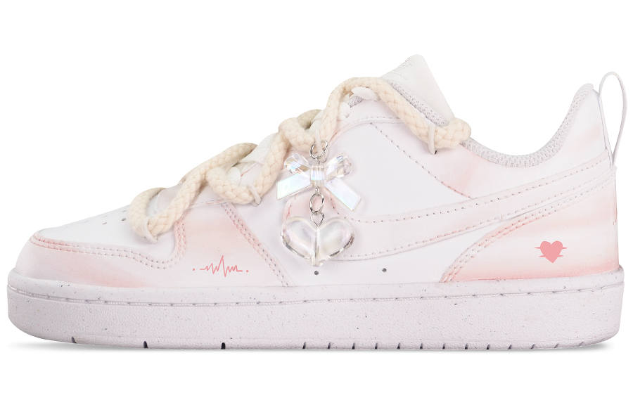 Nike Nike Court Borough 2 Slip Resistant Abrasion Resistant Low top Skateboard Shoes White Pink Kids'