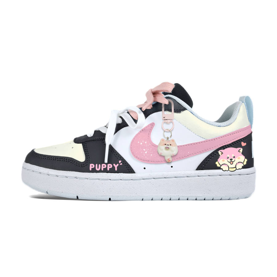 Nike Nike Court Borough Cute Dog Powder Slip Resistant Abrasion Resistant Low top Skateboard Shoes Kids'