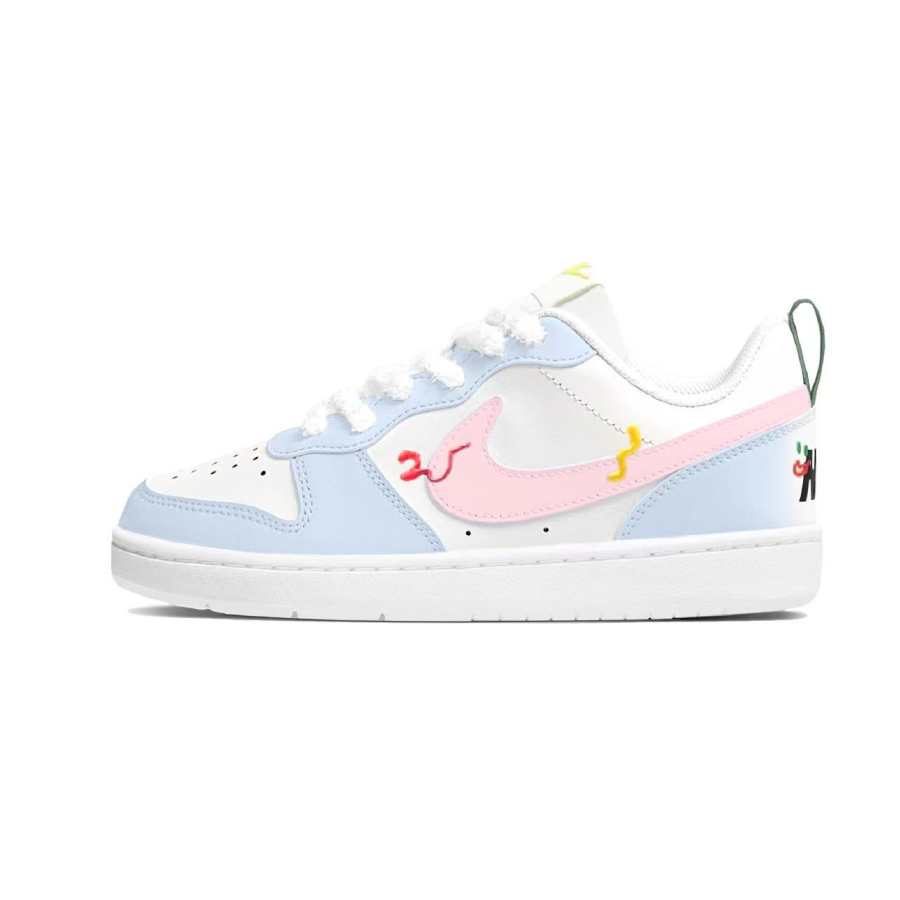 Nike Nike Court Borough Slip Resistant Abrasion Resistant Low top Kids' Skateboarding Shoes Blue Pink Teenagers