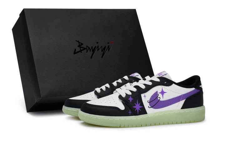 Jordan Jordan Air Jordan 1 Purple Star Path Slip Resistant Abrasion Resistant Slip Resistant Abrasion Resistant Low top