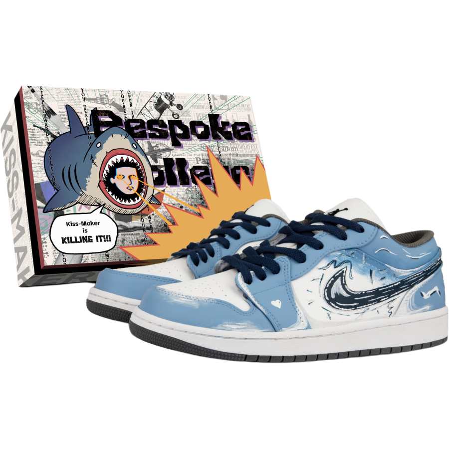 Jordan Jordan Air Jordan 1 Leather Slip Resistant Slip Resistant Low top Children's Basketball Shoes Blue Unisex