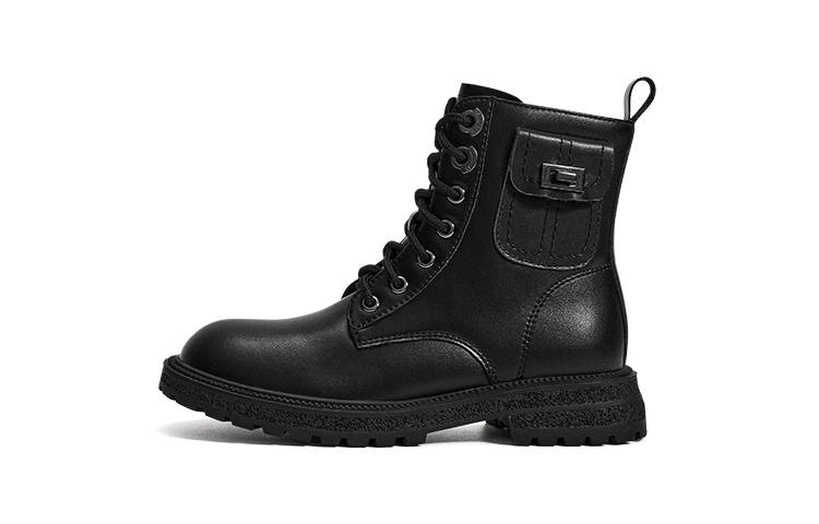 TARANISMETA Campus Combat Boots Collection, Fleece Lined Thermal Kids' Boots Black Teenagers