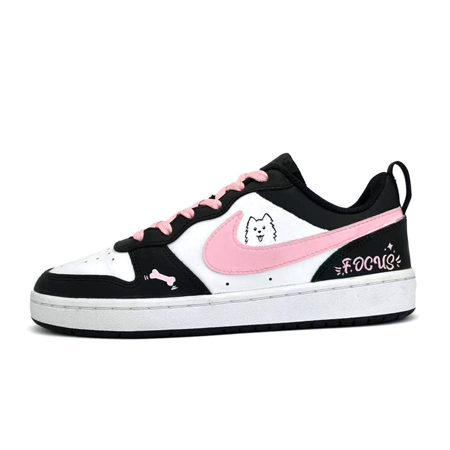 Nike Nike Court Borough Low 2 Leather Slip Resistant Low top Kids' Skateboarding Shoes Pink Teenagers