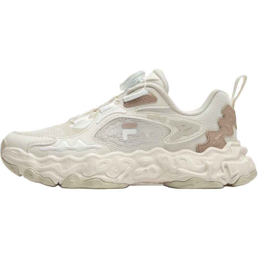 FILA KIDS Synthetic Leather, Textile Lightweight Cushioning Low top Kids' Running Shoes Milk White/FILA White Teenagers