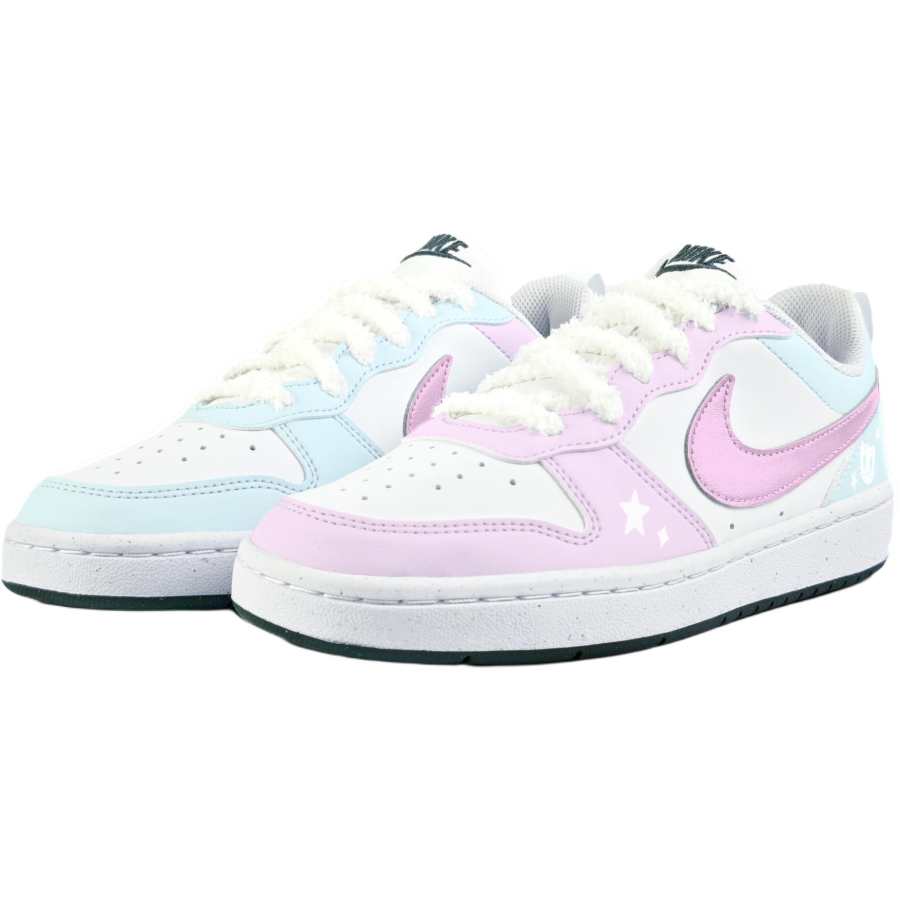 Nike Nike Court Borough Soft Color Spirit Step Slip Resistant Abrasion Resistant Low top Kids' Skateboarding Shoes White