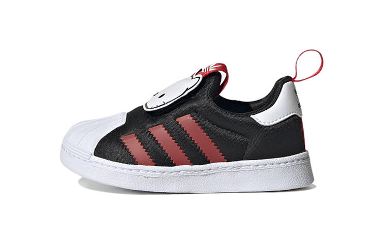 Adidas Originals Hello Kitty x Adidas Originals SUPERSTAR 360 Abrasion Resistant Low top Baby & Toddler Shoes Black White Red