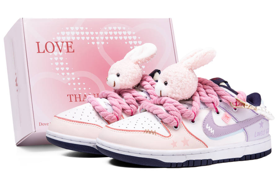 Nike Nike Dunk Low Leather Cushioning, Wear Resistant Low top Kids' Skateboarding Shoes Pink Teenagers