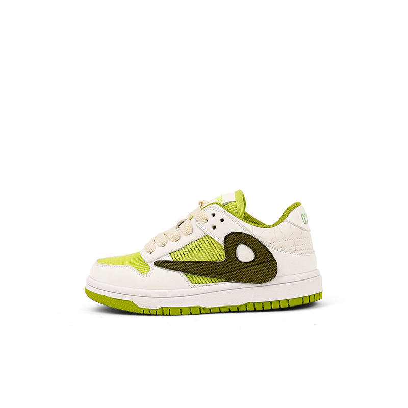 XIAOZHUBANNA Breathable Low top Kids' Skateboarding Shoes White Green Kids