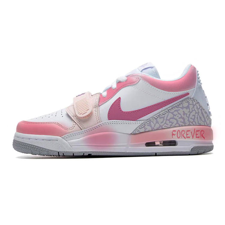Jordan Jordan Legacy 312 Abrasion Resistant Abrasion Resistant Low top Children's Basketball Shoes White Pink Teenagers