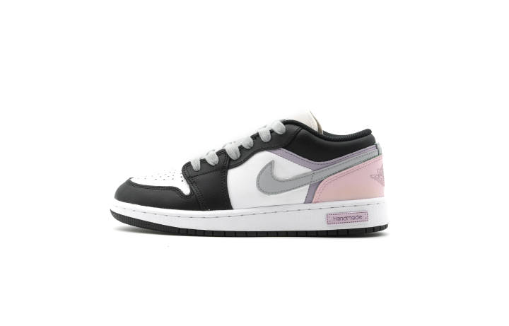 Jordan Jordan Air Jordan 1 Low Leather Cushioning Abrasion Resistant Low top Kids' Skateboarding Shoes Black Gray Pink