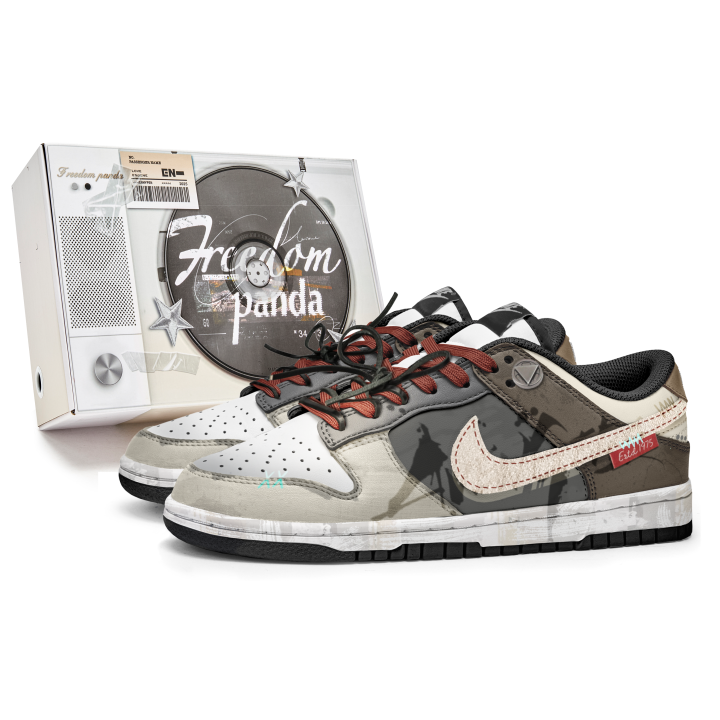 Nike Nike Dunk Slip Resistant Abrasion Resistant Low top Kids' Skateboarding Shoes Gray Brown Teenagers