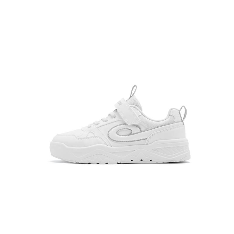 QIAODAN White Sneakers Textile, Synthetic Leather Low top Skateboard Shoes Jordan White/Silver Teenagers