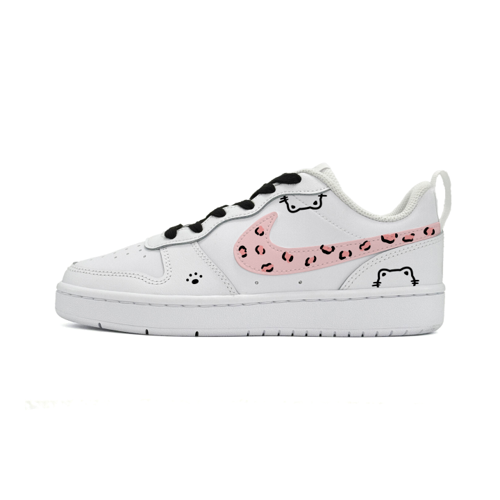 Nike Nike Court Borough Wheat Leopard Leather Slip Resistant Cushioning Abrasion Resistant Low top Kids' Skateboarding Shoes