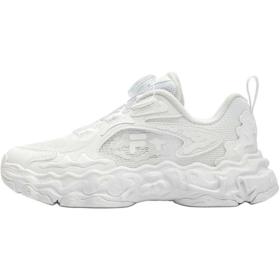 FILA KIDS Synthetic Leather, Textile Lightweight Cushioning Low top Kids' Running Shoes FILA White/Rain Mist Gray