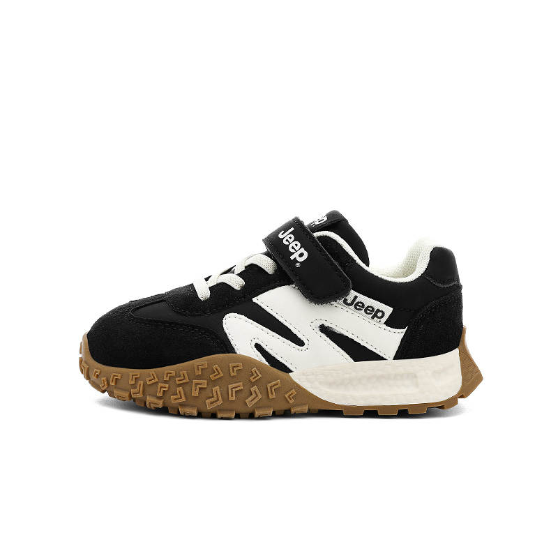 Jeep Running Collection Breathable Lightweight Cushioning Low top Running Shoes Black Beige Kids'
