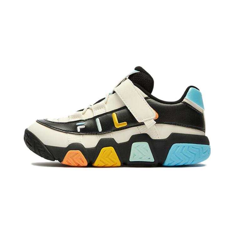 FILA KIDS Abrasion Resistant Breathable Low top Children's Basketball Shoes White Black Children Aged 3 7 Years Old