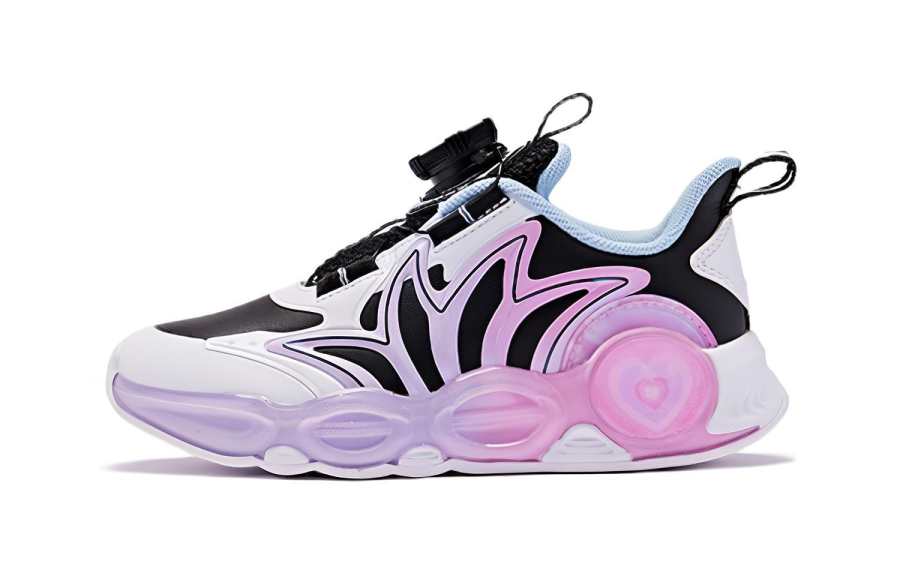 QIAODAN Cushioning Wear-Resistant Mid-Top Kids' Running Shoes Black White Children Aged 3-7 Years Old