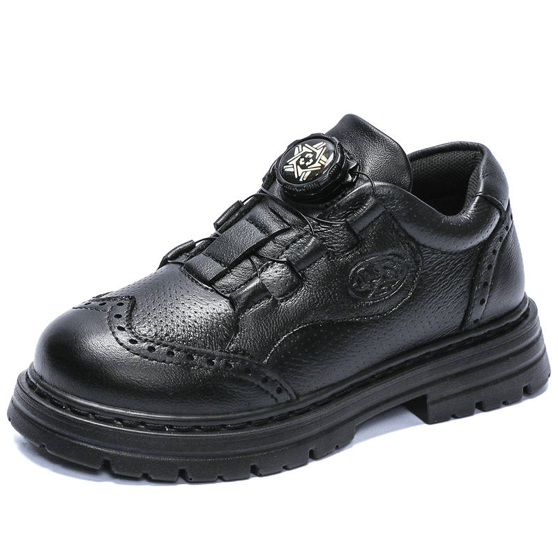 Moffett Cow Leather Kids' Leather Shoes Black Children Aged 3 7 Years Old
