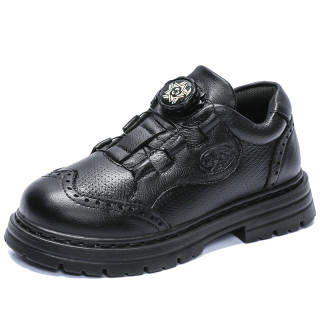Moffett Cow Leather Kids' Leather Shoes Black Children Aged 3 7 Years Old