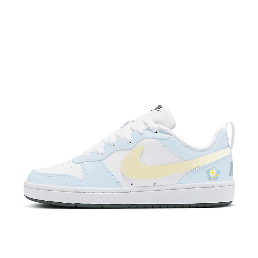 Nike Nike Court Borough 2 Synthetic Leather Slip Resistant Abrasion Resistant Low top Kids' Skateboarding Shoes Yellow Blue