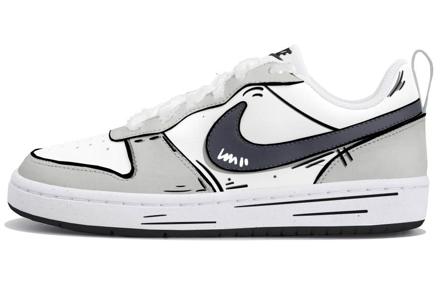 Nike Nike Court Borough Low top Kids' Skateboarding Shoes White Black Gray Teenagers
