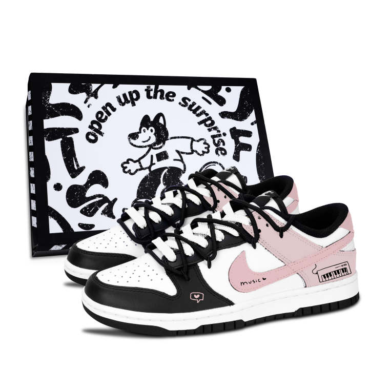 Nike Nike Dunk Black White, Urban Chic Style Music Leather Slip Resistant, Abrasion Resistant, Lightweight Cushioning