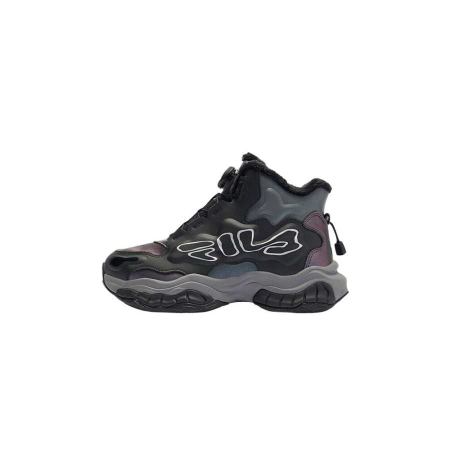 FILA KIDS BOA Slip Resistant Mid top Boots Black/Shadow Black Gray Kids'
